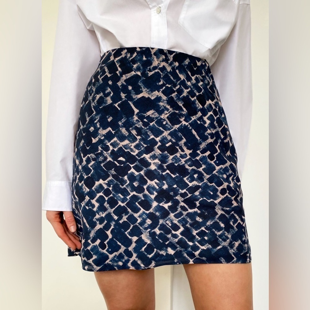 Babaton Aritzia Mini Slip Skirt Azure Blue/Denude (14)